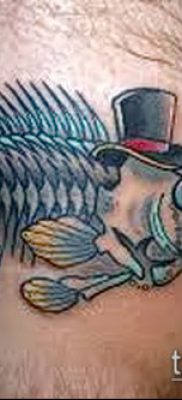 Фото тату скелет рыбы — пример рисунка — 30052017 — пример — 051 Fish skeleton tattoo