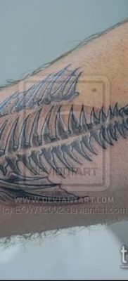 Фото тату скелет рыбы — пример рисунка — 30052017 — пример — 071 Fish skeleton tattoo