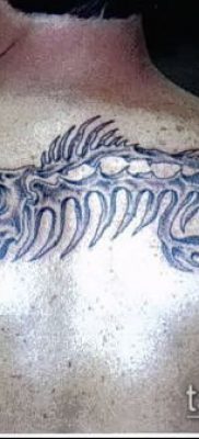 Фото тату скелет рыбы — пример рисунка — 30052017 — пример — 075 Fish skeleton tattoo