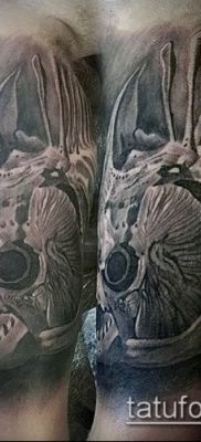 Фото тату скелет рыбы — пример рисунка — 30052017 — пример — 080 Fish skeleton tattoo