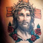 Фото тату Иисуса Христа №958 - классный вариант рисунка, который легко можно использовать для доработки и нанесения как тату иисуса христа на груди