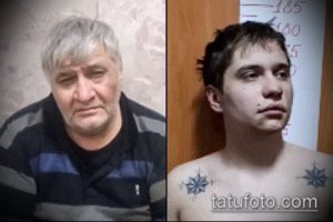 Фото двух мужчин с татуировками звезда на груди. Сравнение татуировок разных поколений.