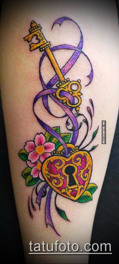 Фото тату ключ и замок — 07062017 — пример — 073 Photos tattoo key and lock.com_150