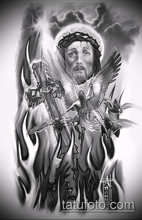 Эскиз для тату Иисуса Христа — 07062017 — пример — 012 SKETCHES tattoo of Jesus Christ._53