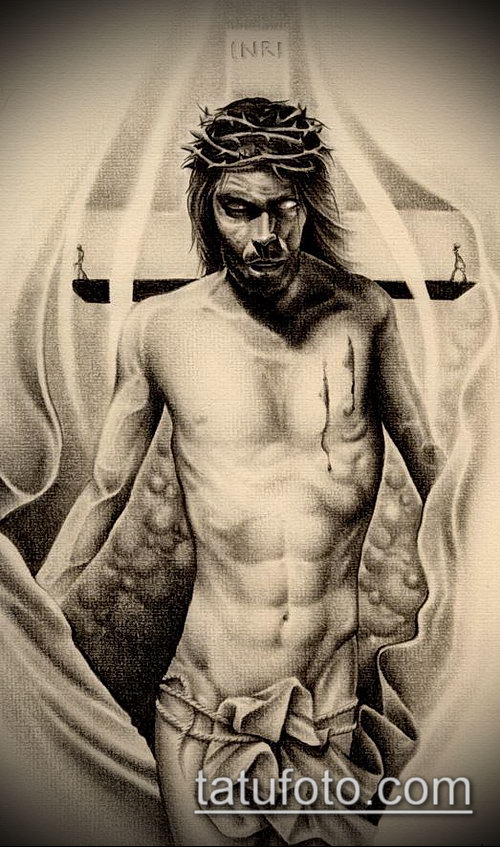 Эскиз для тату Иисуса Христа — 07062017 — пример — 016 SKETCHES tattoo of Jesus Christ