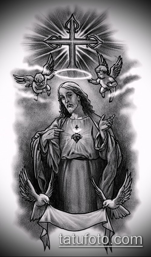 Эскиз для тату Иисуса Христа — 07062017 — пример — 025 SKETCHES tattoo of Jesus Christ
