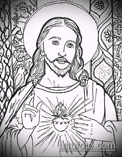 Эскиз для тату Иисуса Христа — 07062017 — пример — 026 SKETCHES tattoo of Jesus Christ