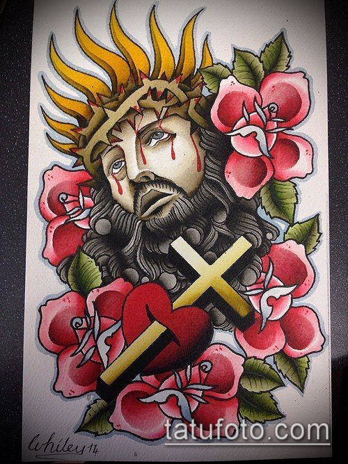 Эскиз для тату Иисуса Христа — 07062017 — пример — 042 SKETCHES tattoo of Jesus Christ