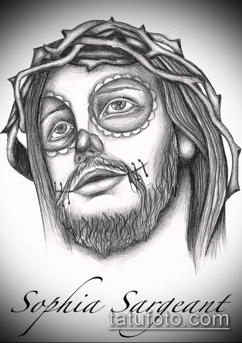 Эскиз для тату Иисуса Христа — 07062017 — пример — 052 SKETCHES tattoo of Jesus Christ