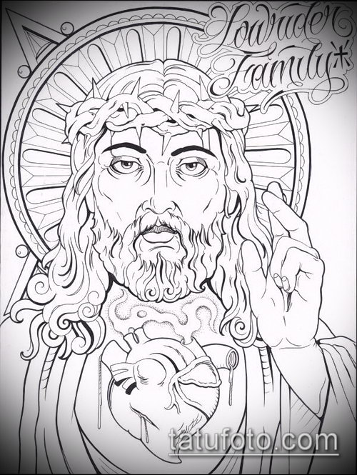 Эскиз для тату Иисуса Христа — 07062017 — пример — 053 SKETCHES tattoo of Jesus Christ._298