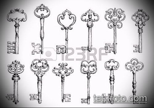 Эскиз для татуировки ключ и замок — 07062017 — пример — 001 tattoo key and lock._336