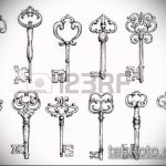 Эскиз для татуировки ключ и замок №987 - интересный вариант рисунка, который хорошо можно использовать для переделки и нанесения как тату замок и ключ