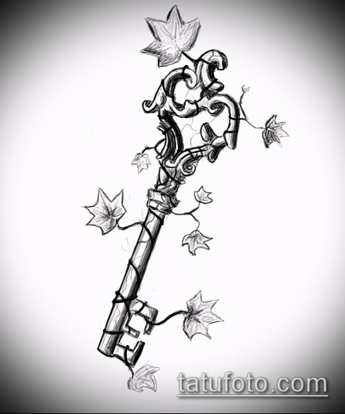Эскиз для татуировки ключ и замок — 07062017 — пример — 005 tattoo key and lock._142