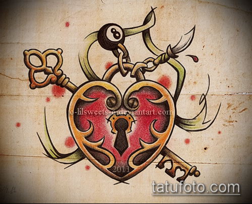 Эскиз для татуировки ключ и замок — 07062017 — пример — 006 tattoo key and lock._240