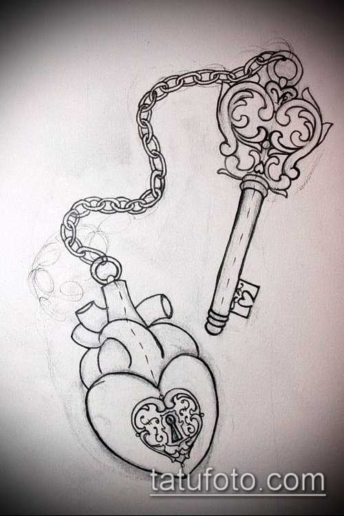 Эскиз для татуировки ключ и замок — 07062017 — пример — 008 tattoo key and lock