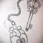Эскиз для татуировки ключ и замок №453 - крутой вариант рисунка, который легко можно использовать для преобразования и нанесения как тату ключ и замок для пары