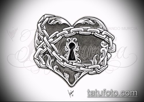 Эскиз для татуировки ключ и замок — 07062017 — пример — 009 tattoo key and lock