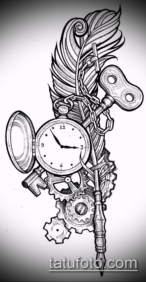 Эскиз для татуировки ключ и замок — 07062017 — пример — 015 tattoo key and lock