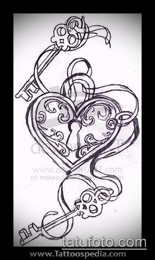 Эскиз для татуировки ключ и замок — 07062017 — пример — 016 tattoo key and lock