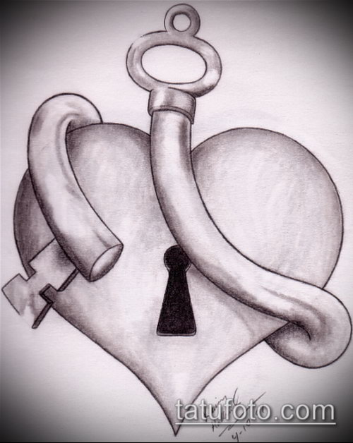 Эскиз для татуировки ключ и замок — 07062017 — пример — 020 tattoo key and lock