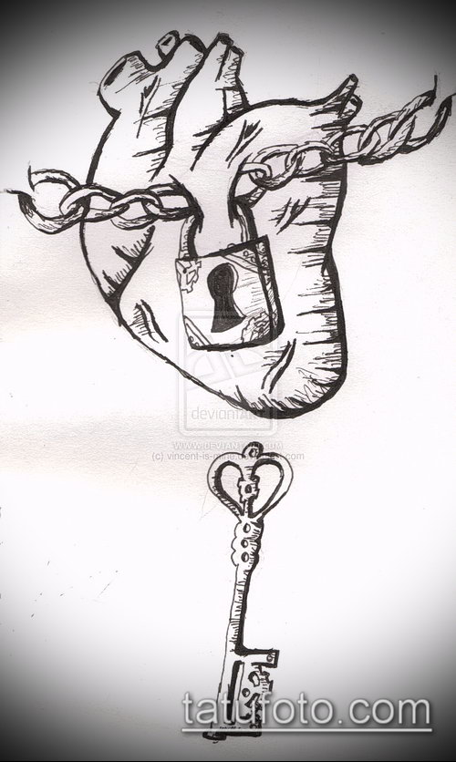 Эскиз для татуировки ключ и замок — 07062017 — пример — 022 tattoo key and lock