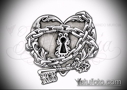 Эскиз для татуировки ключ и замок — 07062017 — пример — 024 tattoo key and lock