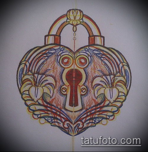 Эскиз для татуировки ключ и замок — 07062017 — пример — 029 tattoo key and lock._225
