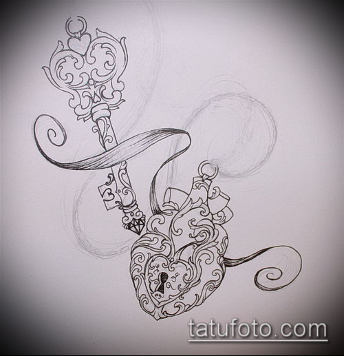 Эскиз для татуировки ключ и замок — 07062017 — пример — 034 tattoo key and lock
