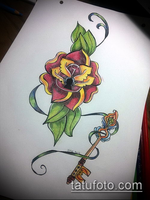 Эскиз для татуировки ключ и замок — 07062017 — пример — 035 tattoo key and lock