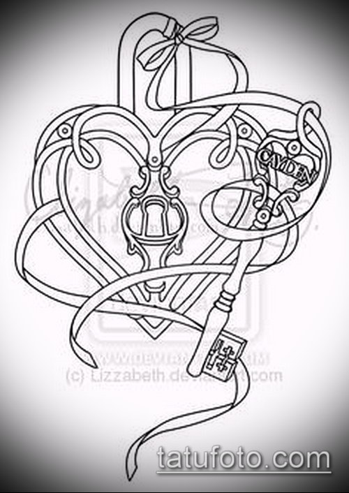 Эскиз для татуировки ключ и замок — 07062017 — пример — 038 tattoo key and lock