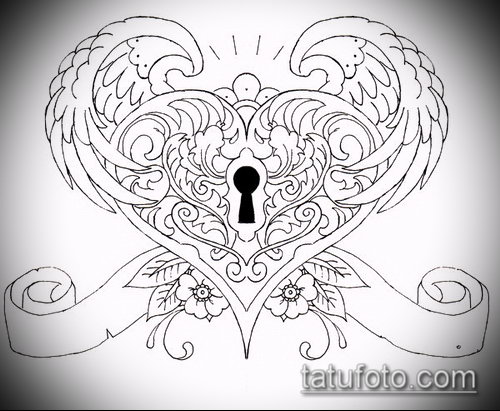 Эскиз для татуировки ключ и замок — 07062017 — пример — 039 tattoo key and lock