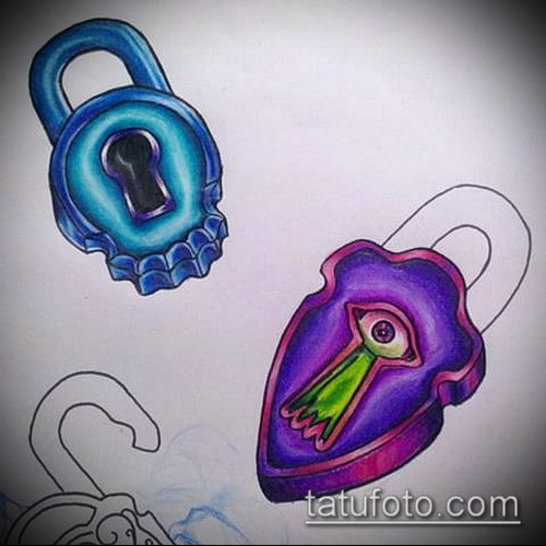 Эскиз для татуировки ключ и замок — 07062017 — пример — 041 tattoo key and lock
