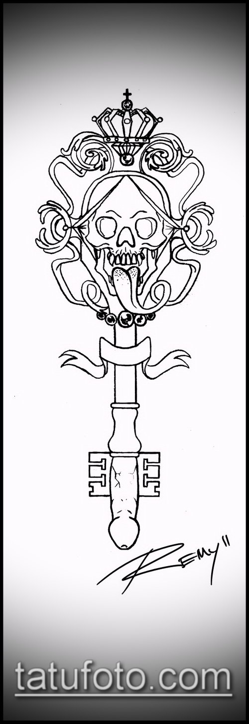 Эскиз для татуировки ключ и замок — 07062017 — пример — 045 tattoo key and lock