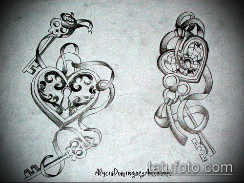 Эскиз для татуировки ключ и замок — 07062017 — пример — 047 tattoo key and lock