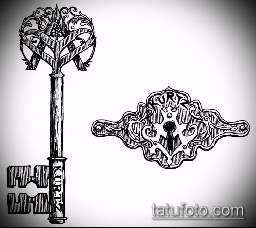 Эскиз для татуировки ключ и замок — 07062017 — пример — 049 tattoo key and lock