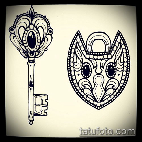 Эскиз для татуировки ключ и замок — 07062017 — пример — 052 tattoo key and lock