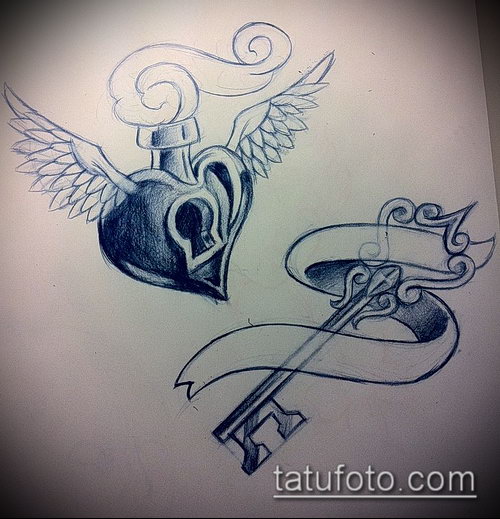 Эскиз для татуировки ключ и замок — 07062017 — пример — 053 tattoo key and lock