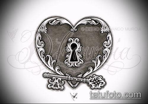 Эскиз для татуировки ключ и замок — 07062017 — пример — 054 tattoo key and lock