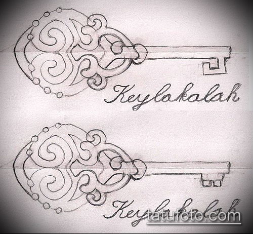 Эскиз для татуировки ключ и замок — 07062017 — пример — 055 tattoo key and lock