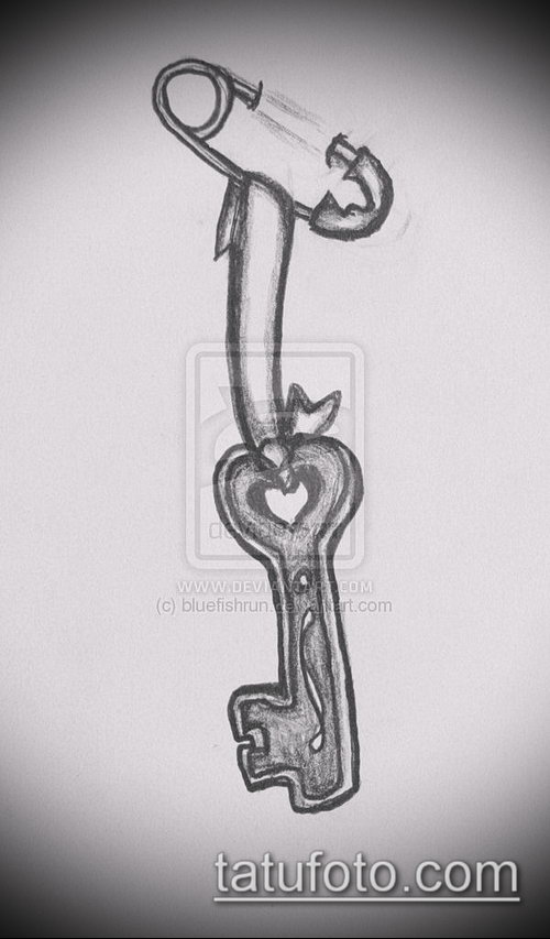 Эскиз для татуировки ключ и замок — 07062017 — пример — 066 tattoo key and lock