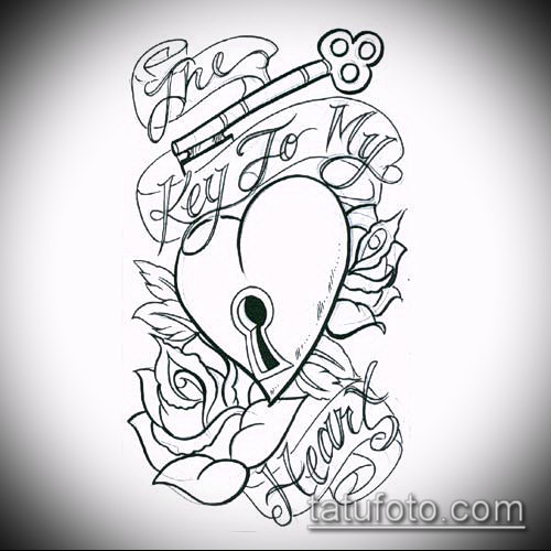 Эскиз для татуировки ключ и замок — 07062017 — пример — 069 tattoo key and lock