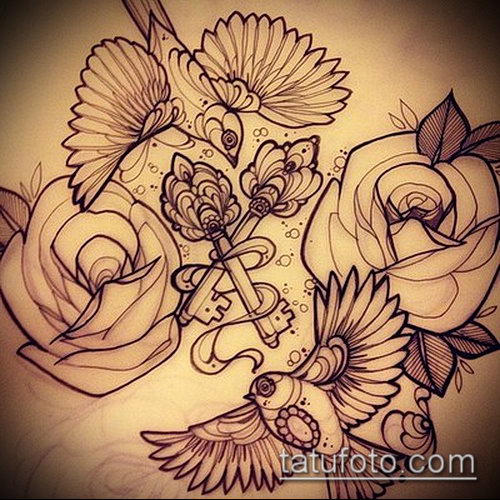 Эскиз для татуировки ключ и замок — 07062017 — пример — 075 tattoo key and lock