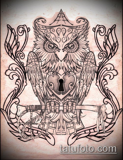 Эскиз для татуировки ключ и замок — 07062017 — пример — 076 tattoo key and lock._112