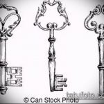 Эскиз для татуировки ключ и замок №520 - интересный вариант рисунка, который легко можно использовать для переделки и нанесения как тату замок и ключ
