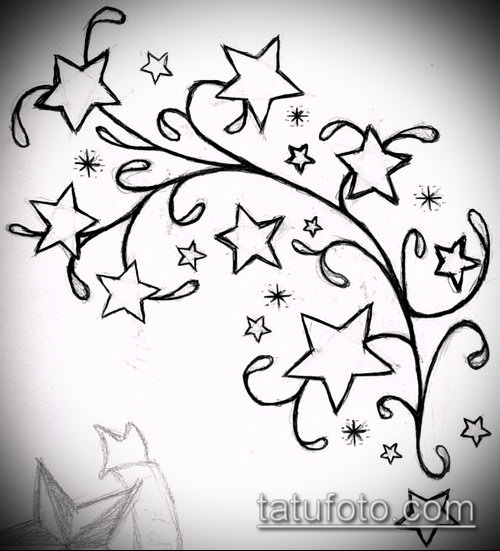 Эскиз тату звезды на ключице — 07062017 — пример — 036 tattoo stars on the collarbone