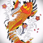 Эскиз тату золотая рыбка №996 - классный вариант рисунка, который легко можно использовать для переработки и нанесения как тату золотая рыбка в короне