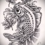 Эскиз тату золотая рыбка №26 - крутой вариант рисунка, который легко можно использовать для преобразования и нанесения как тату золотая рыбка на запястье