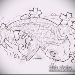 Эскиз тату золотая рыбка №511 - эксклюзивный вариант рисунка, который успешно можно использовать для переработки и нанесения как тату рыбки кои