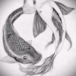 Эскиз тату золотая рыбка №748 - прикольный вариант рисунка, который удачно можно использовать для переработки и нанесения как тату золотая рыбка на руке