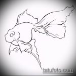 Эскиз тату золотая рыбка №980 - уникальный вариант рисунка, который успешно можно использовать для переделки и нанесения как тату рыбки знак зодиака